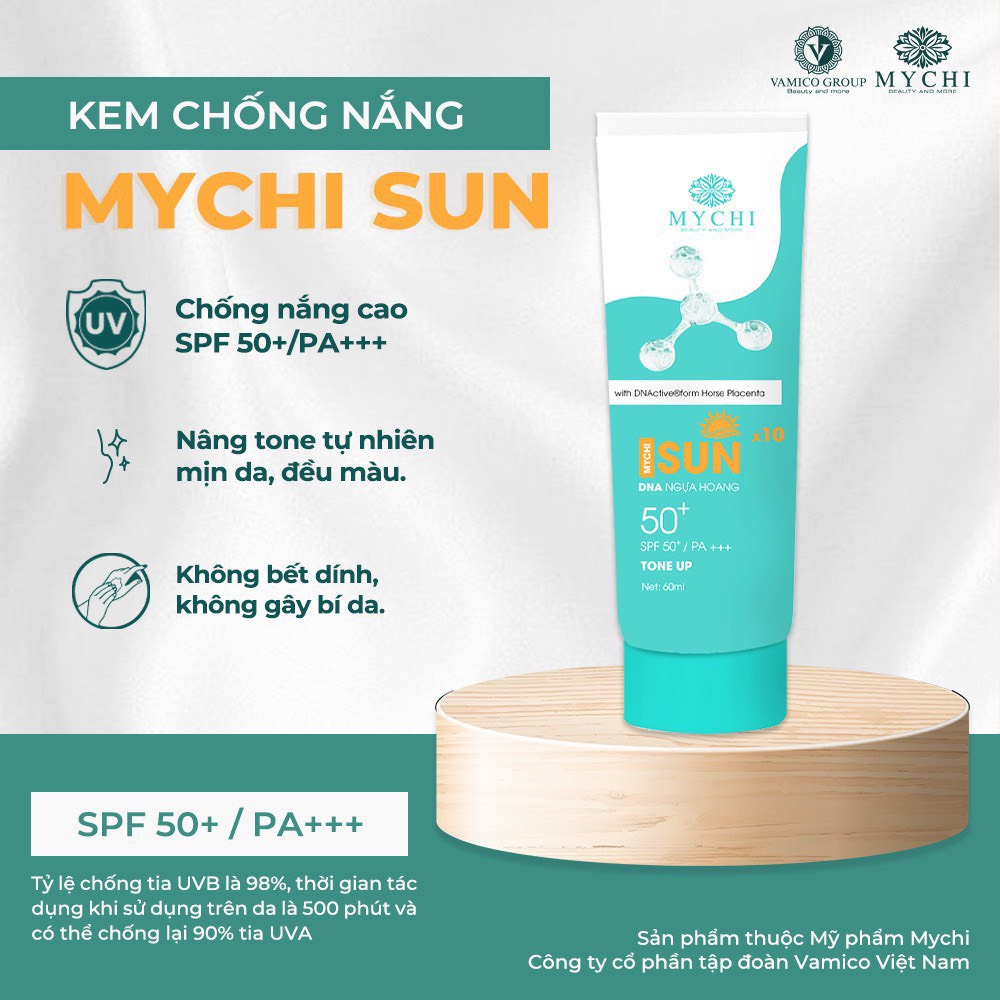 Kem chống nắng Mychi Sun dưỡng trắng da nâng tông dùng cho mọi loại da