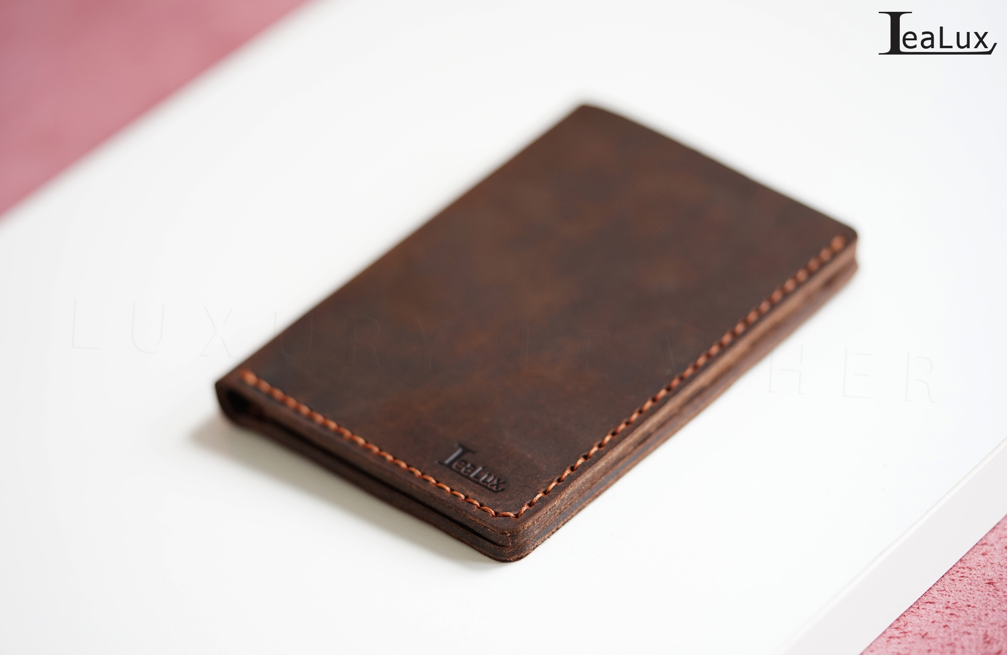 Ví Đứng Da Sáp Đựng Giấy Tờ Cũ Handmade Lealux The Stand Wallet