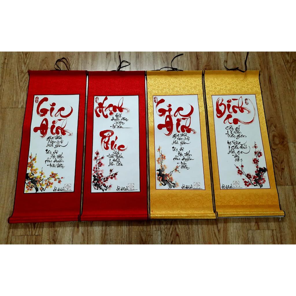 Liễn tranh thư pháp đẹp bo lụa cao cấp sang trọng