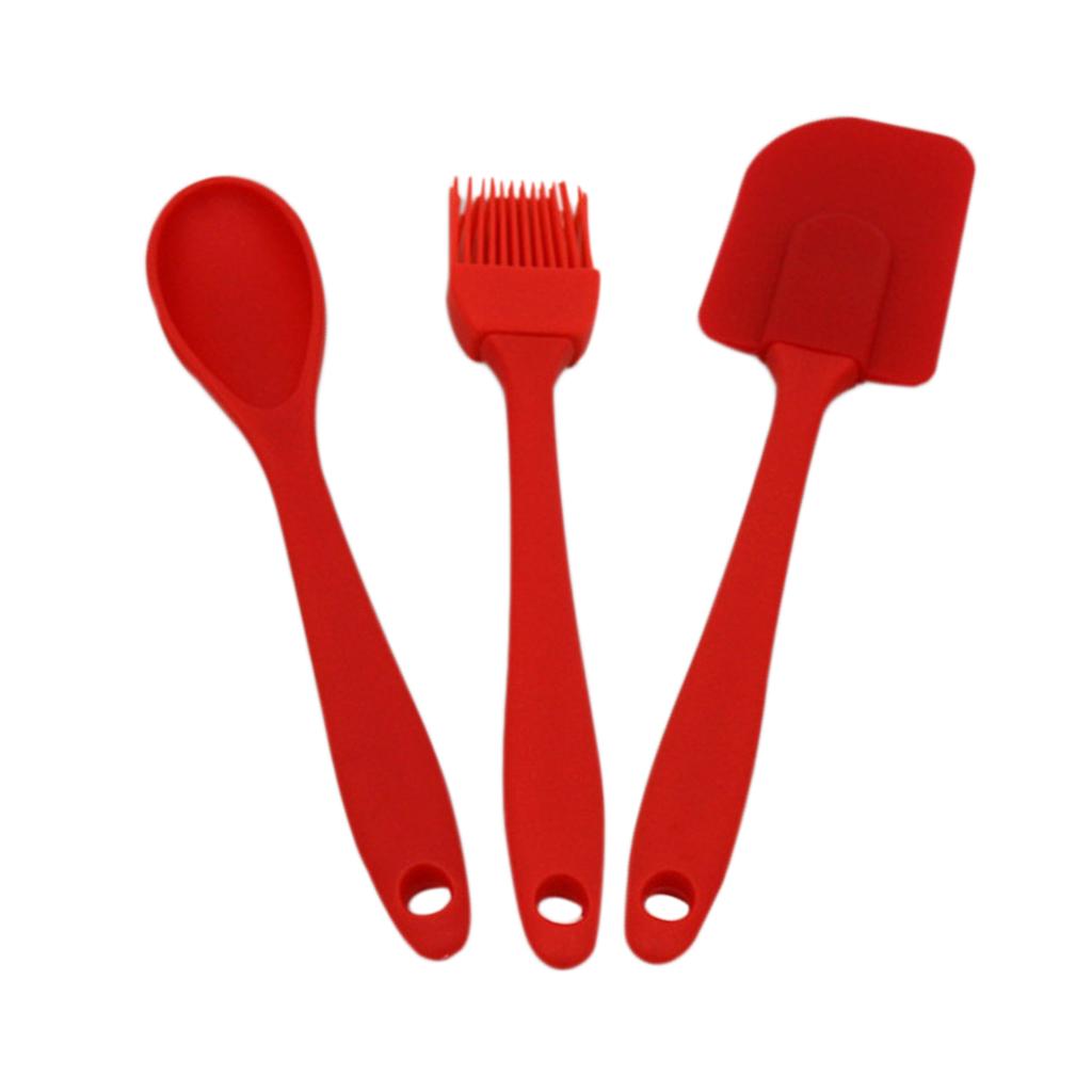3-in-1 Nonstick Kitchenware Kitchen Ware Scraping Spoon Set Heat-resistant Brush