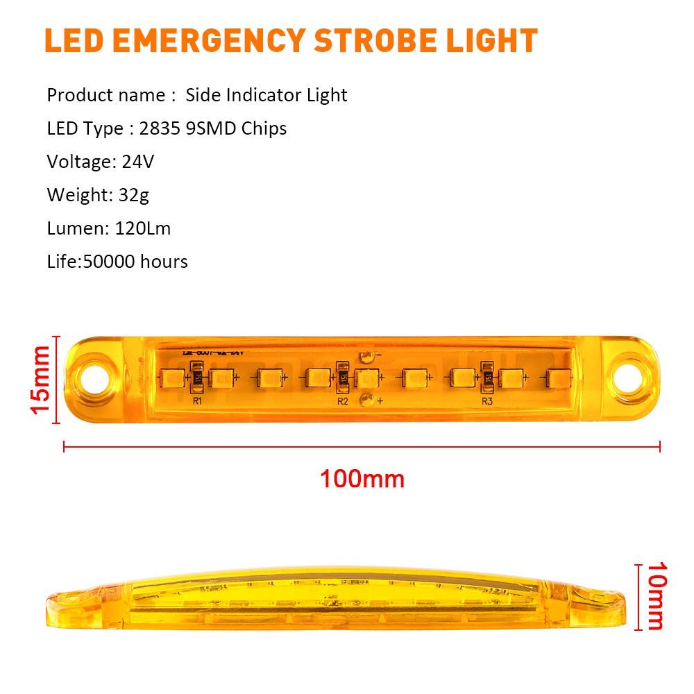 1 Đèn LED 24V 9 Bóng Gắn Bên Hông Xe Hơi Xe Tải Chuyên Dụng