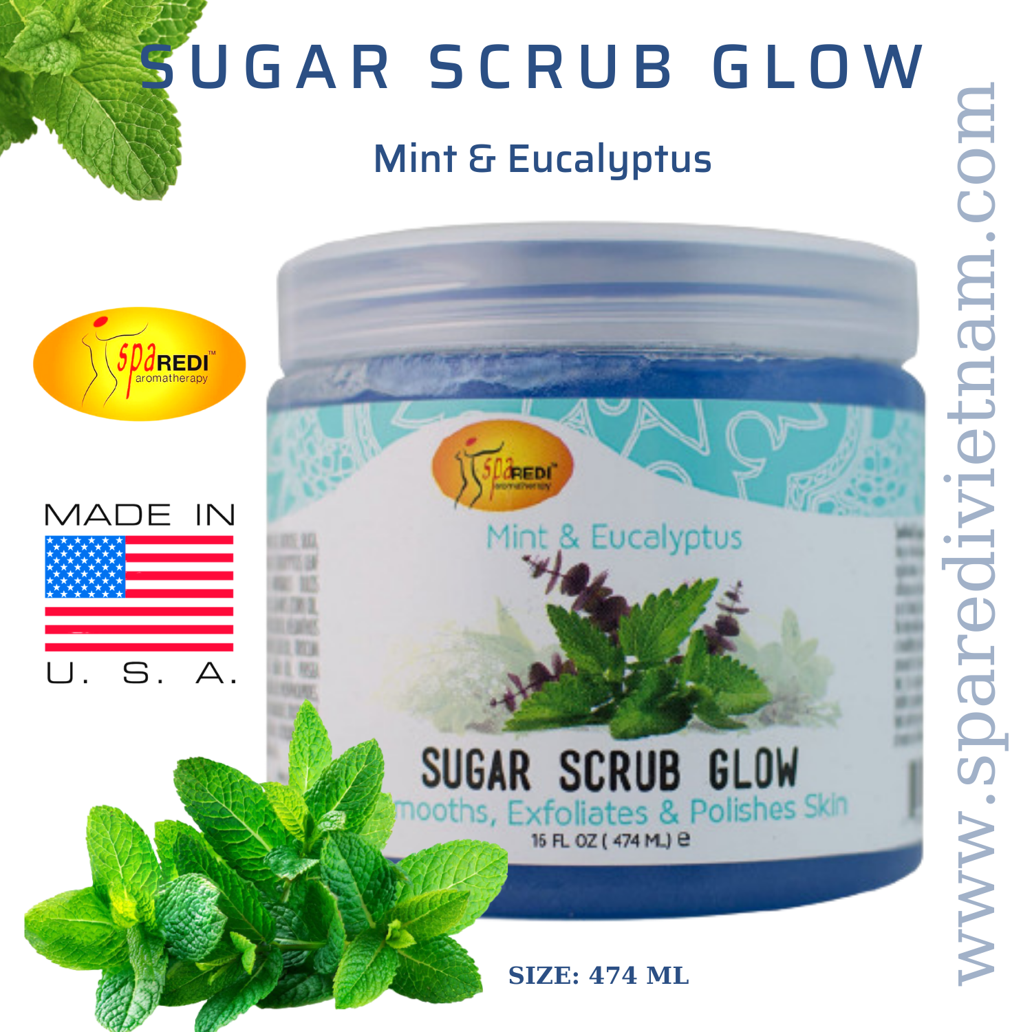 Đường tẩy tế bào chết Sugar Scrub mùi Bạc Hà 474 ml