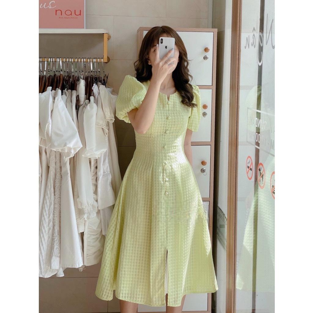 ĐẦM XOÈ CARO NÚT BỌC TAY PHỒNG