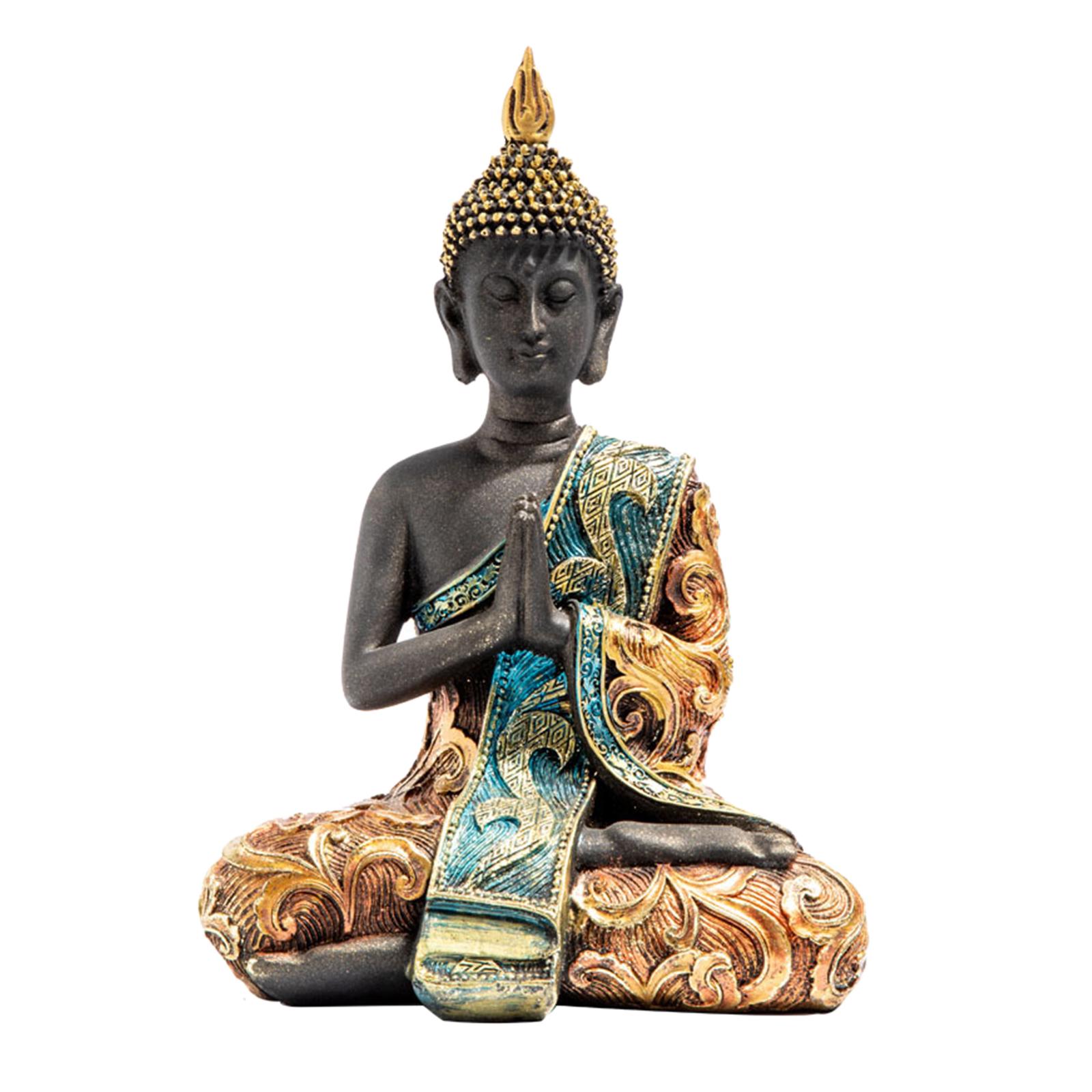 Buddha Statue Meditating Buddha Decorative Figurine Thai Shakyamuni Sitting Statue Desktop Living Room Office Yoga Zen Decoration Collectibles