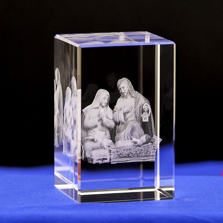 Tượng chúa pha lê chúa giáng sinh chạm khắc 3D quà tặng pha lê sang trọng ý nghĩa cao 8 cm
