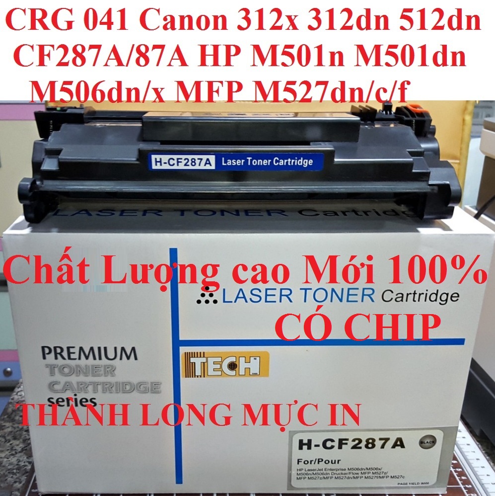 Hộp mực 87A Có Chip HP M501n M501dn M506dn/x MFP M527dn/c/f  CF287A Mực in CRG 041 Canon 312x 312dn 512dn