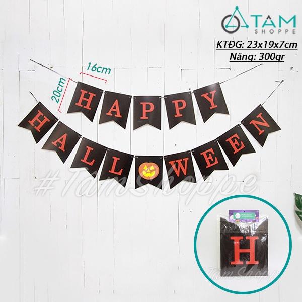 Dây chữ Happy Halloween bằng giấy tông Đen Cam HLW-CHU-04