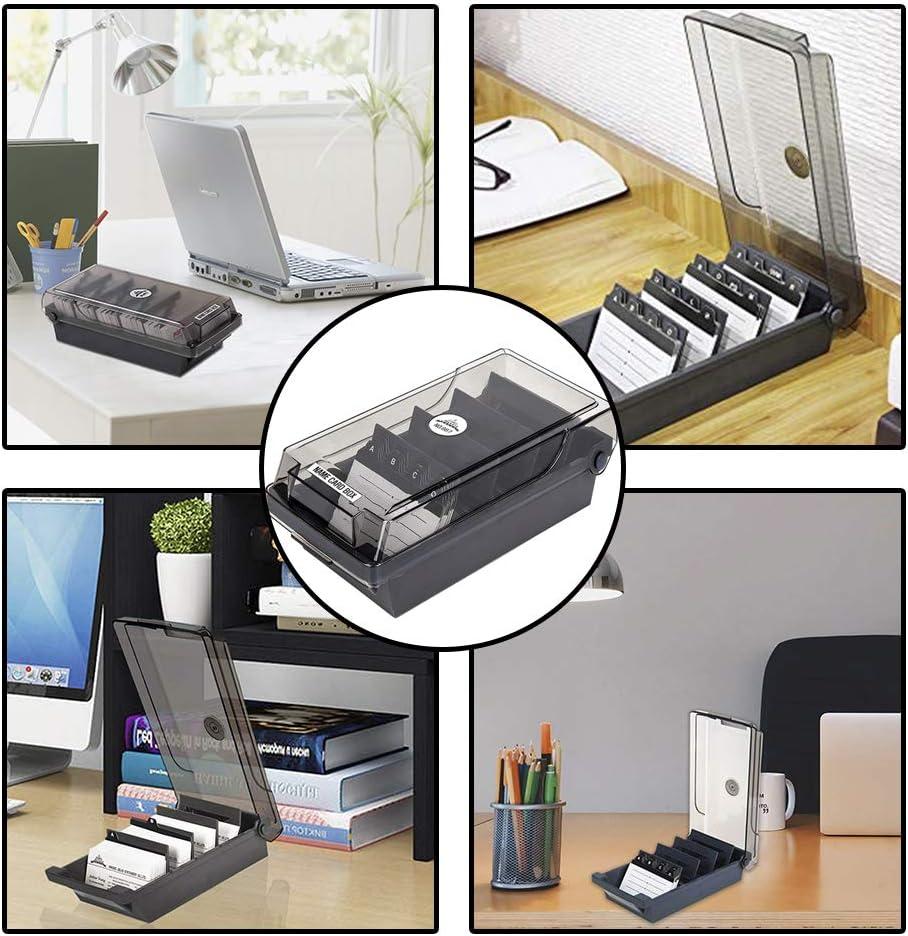 Hộp đựng danh thiếp, Hộp lưu trữ danh thiếp, Hộp đựng danh thiếp có bảng chia và tab chỉ mục cho mặt bàn văn phòng, màu xám