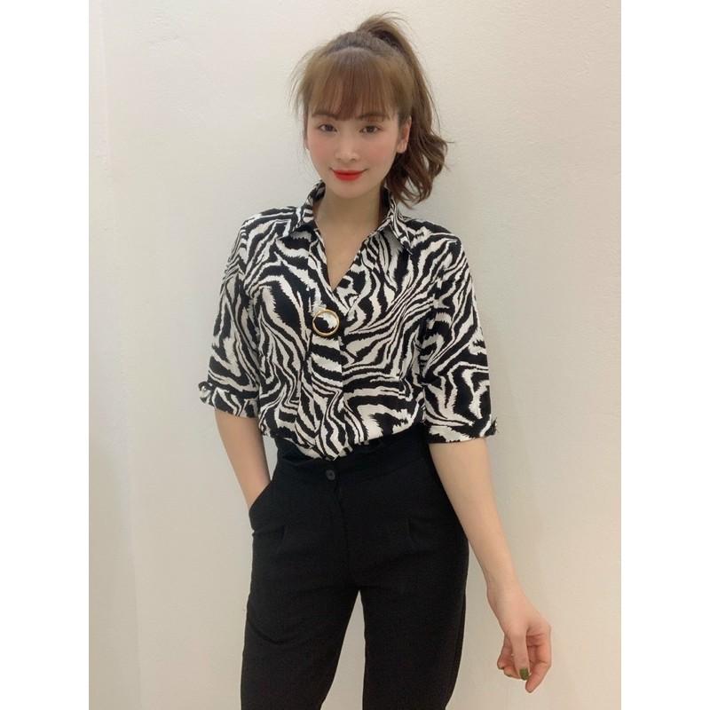 Áo sơ mi tay lỡ cổ cà vạt