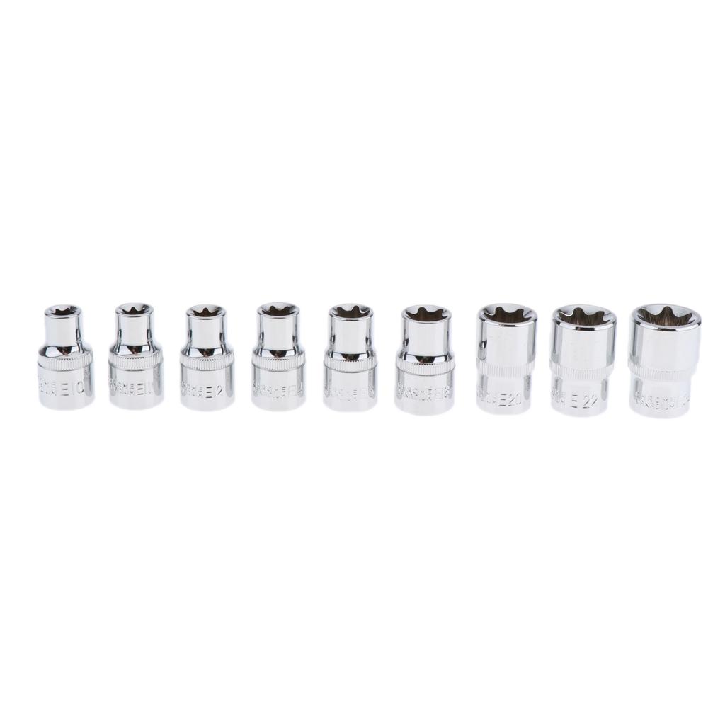 14pcs/set E Socket Set In a Storage Case Star Female Sockets 1/4" 3/8" 1/2"