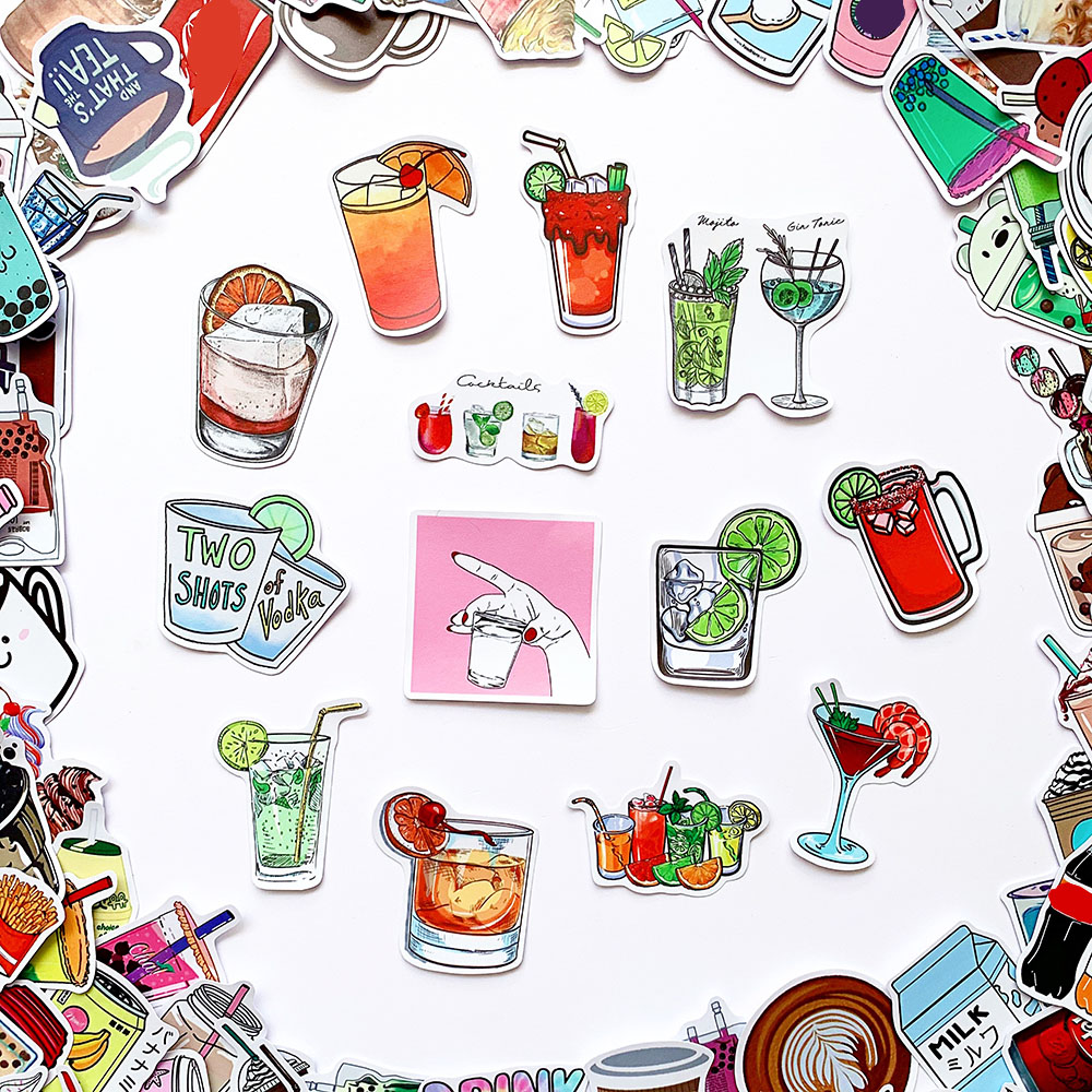 Sticker Drinks Chủ Đề Cà Phê Trà Sữa Đồ Uống Cute Ngẫu Nhiên Chất Lượng Cao Chống Nước