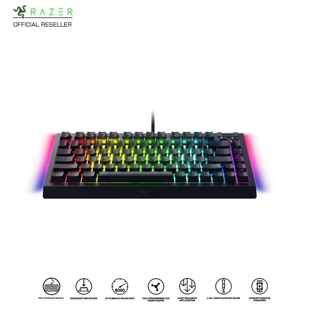 Bàn phím cơ Razer BlackWidow V4 75% - Hot-swappable Mechanical Gaming Keyboard - Hàng chính hãng, bảo hành 2 năm