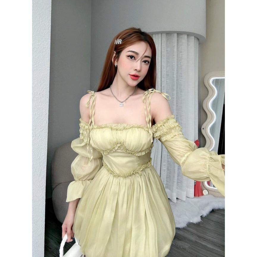 VÁY ĐI CHƠI, VÁY ĐI TIỆC, VÁY CÚP NGỰC TRỄ VAI 2S DÁNG BÍ XÒE CÓ LỚP LÓT CỰC XINH IU