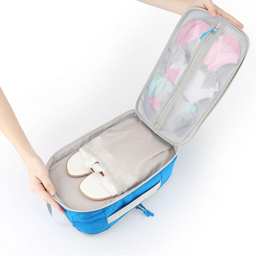 Shoe Bag Waterproof Travel Bag Shoe Organizer Case Holder 3 Pairs of Shoes-Blue