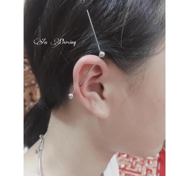 1 chiếc khuyên industrial thanh ngang bằng thép y tế xỏ khuyên piercing - XUÂN SHOP