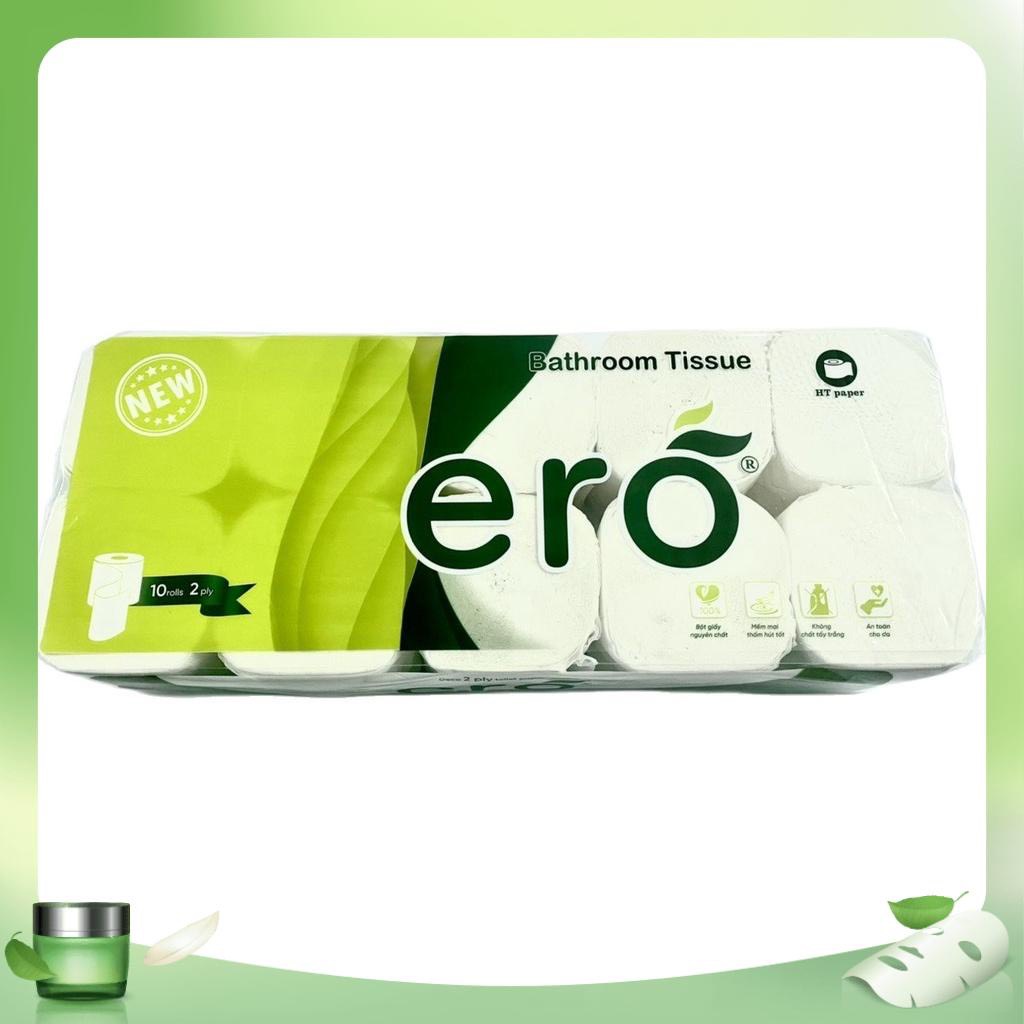 Giấy vệ sinh loại 10 cuộn không lõi trắng mịn dai không bụi cao cấp ERO - HTpaper (10 cuộn)