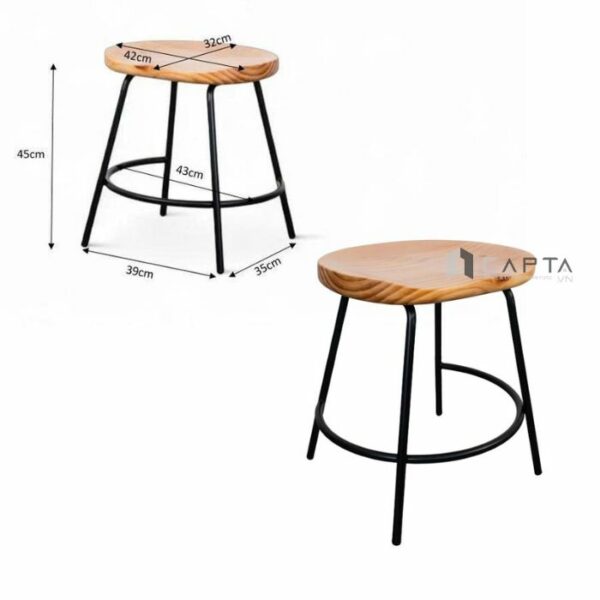 Ghế cafe mặt gỗ chân sắt CB Tractor 2A-45W Nội thất Capta