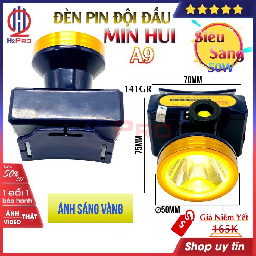 Đèn pin đội đầu siêu sáng 50W MIN HUI A9 H2Pro cao cấp LED-pin sạc-10h sử dụng-chiếu xa 200m-chống nước