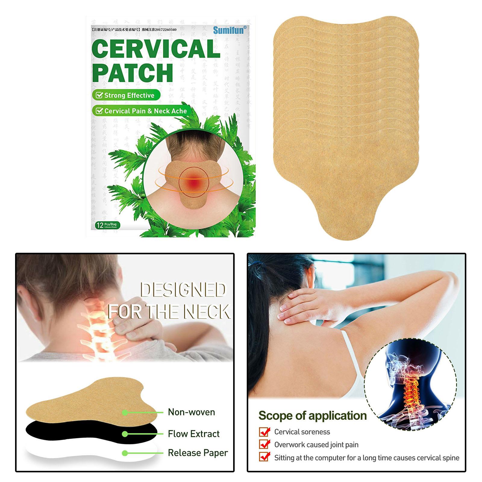 12 Patches Natural Neck Cervical Patch Pain Relief Herbal Pain Plaster 5x5in