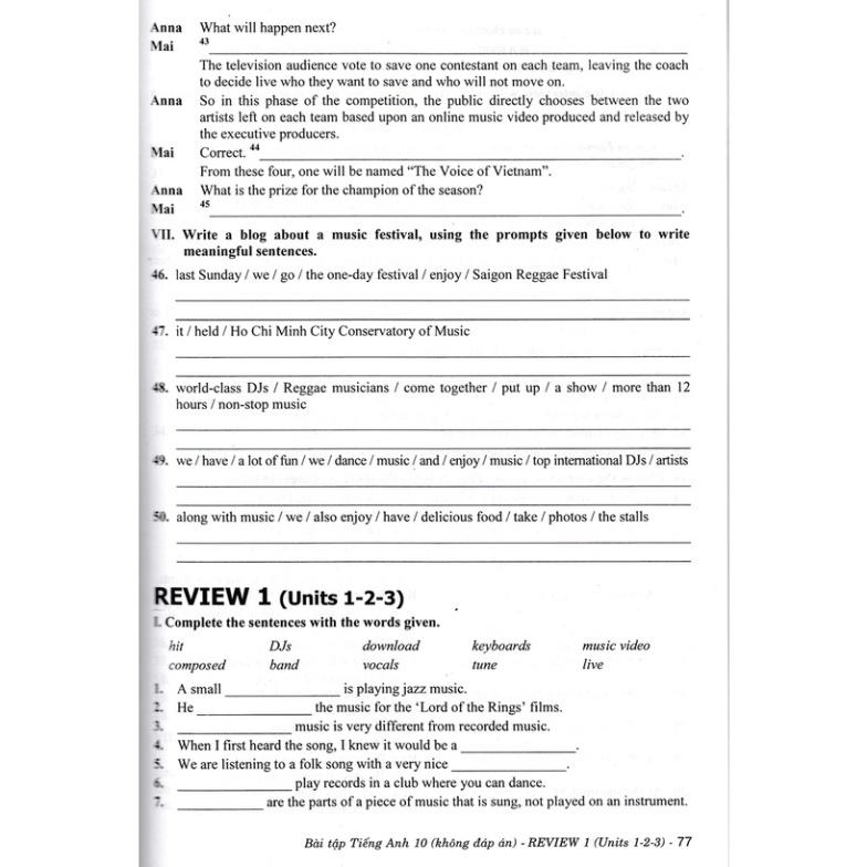 SÁCH - bài tập tiếng anh 10 - không đáp án