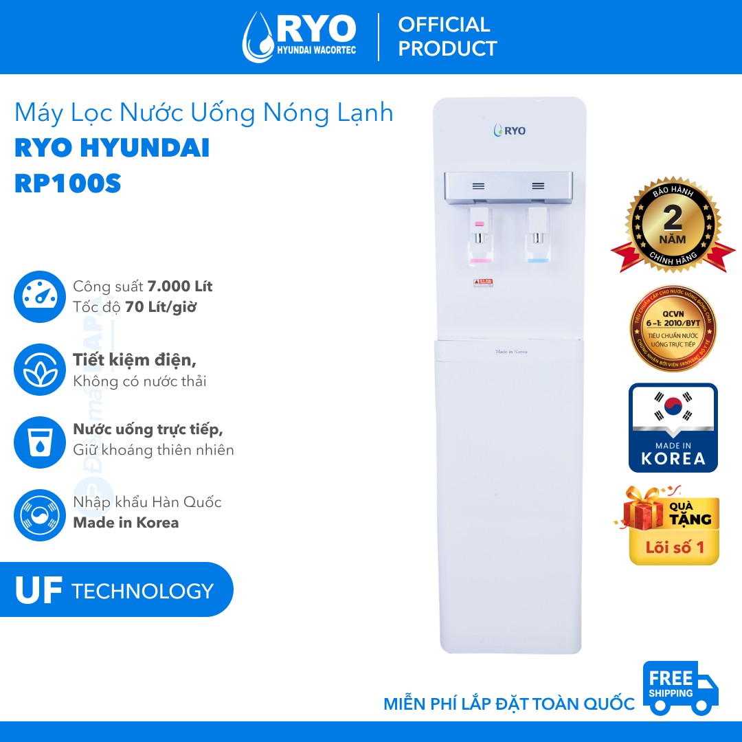 Hình ảnh Máy Lọc Nước Nóng Lạnh Để Bàn RYO Hyundai RP100S Cao Cấp Công Nghệ UF 5 Cấp Lọc, Nhập Khẩu Hàn Quốc - Hàng Chính Hãng