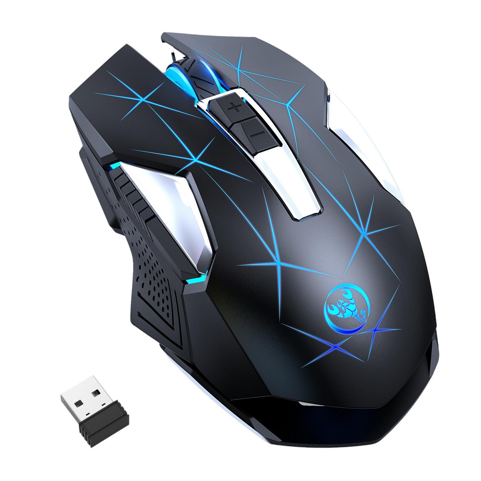 2.4G Wireless Mouse Gaming Mice 3 Adjustable DPI Levels 2400DPI Rechargeable for PC Desktop