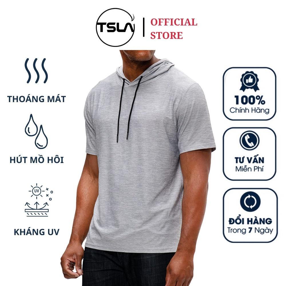 Áo hoodie nam ngắn tay thể thao TSLA form oversize chất thun co giãn kháng khuẩn chống UV tập gym đá bóng TSO2028