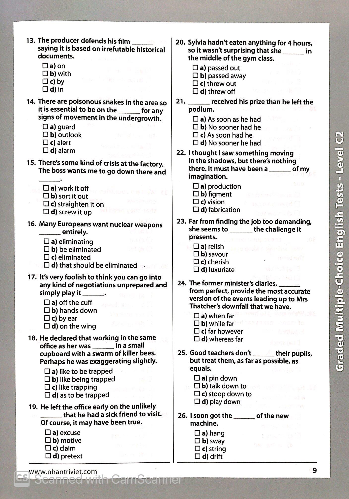 Graded Multiple - Choice English Test Level C2 (Không CD)