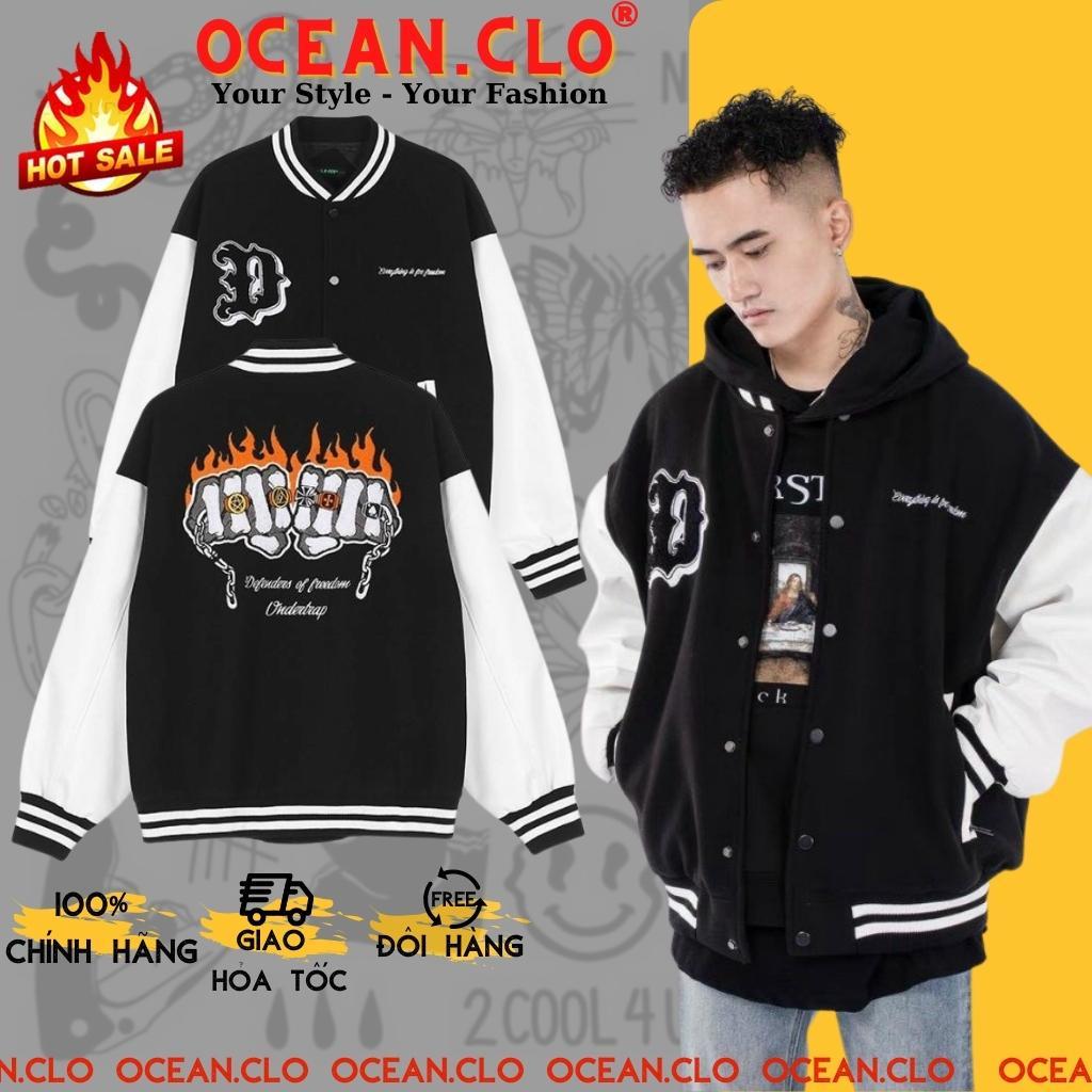 Áo Varsity Jacket UNDERTRAP GANGS ullzang - Áo Khoác Bomber phối bo Siêu Hot - OCEAN.CLO