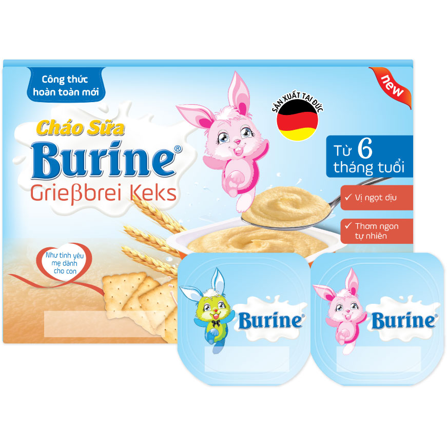 Cháo sữa Burine Vị Bích Quy (Vỉ 6 x 50g)