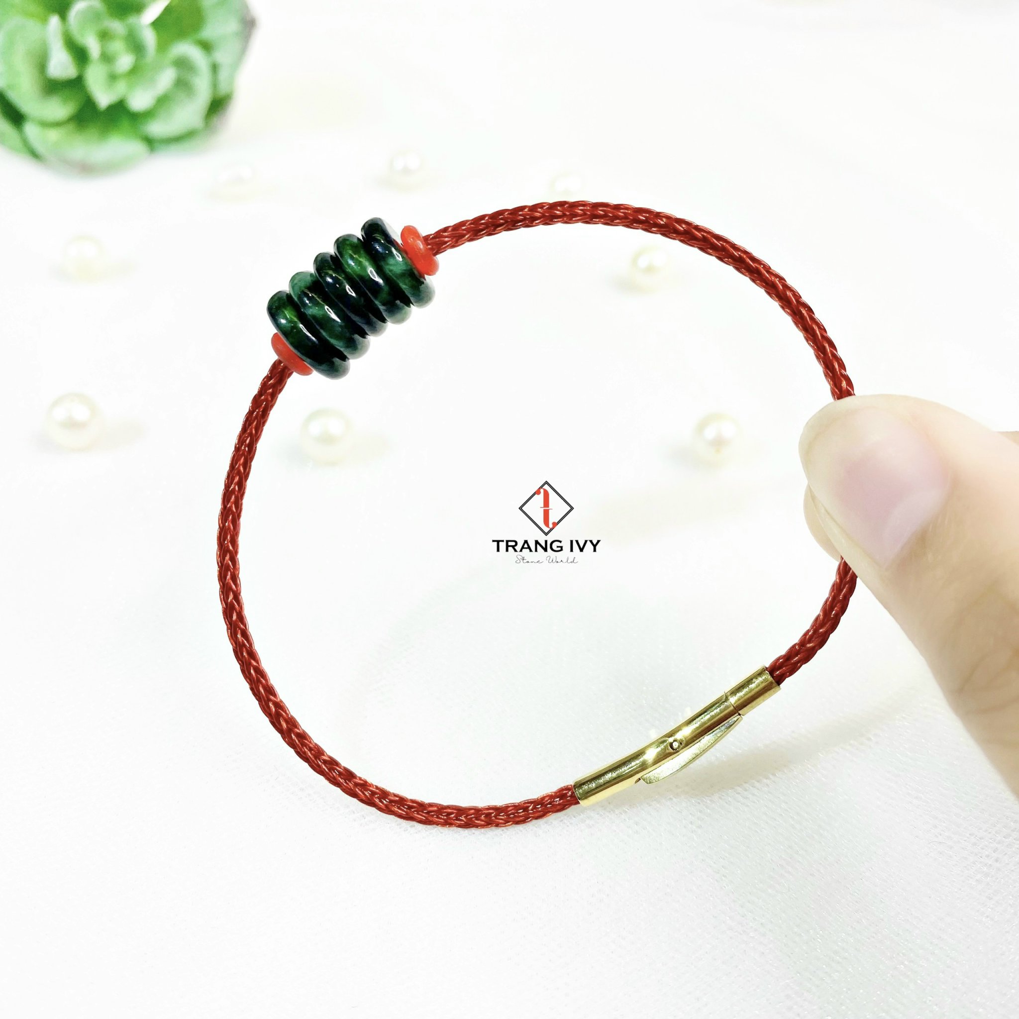 Vòng Tay Đồng Điếu Ngọc Sơn Thuỷ Ngũ Phúc