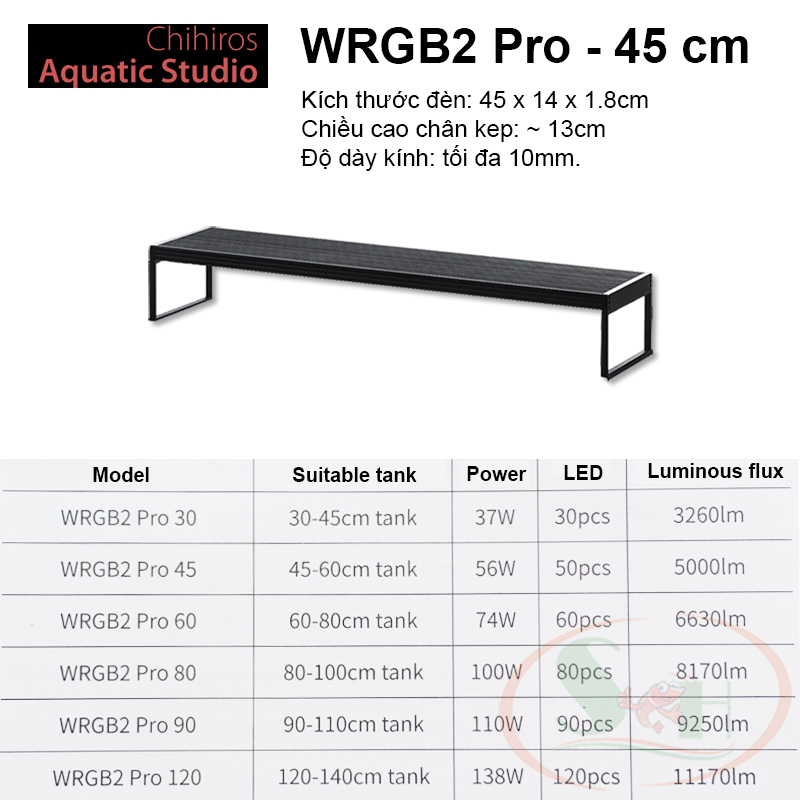 Đèn led Chihiros WRGB 2 Pro 30, 45, 60, 80, 90, 120 cm wrgb2 quang phổ trồng cây bể thủy sinh cá tép