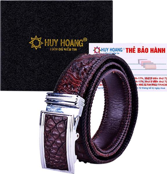 Thắt Lưng Nam Da Cá Sấu Đan Viền Bản Lớn Gai Huy Hoàng HT4702 - Nâu Đất