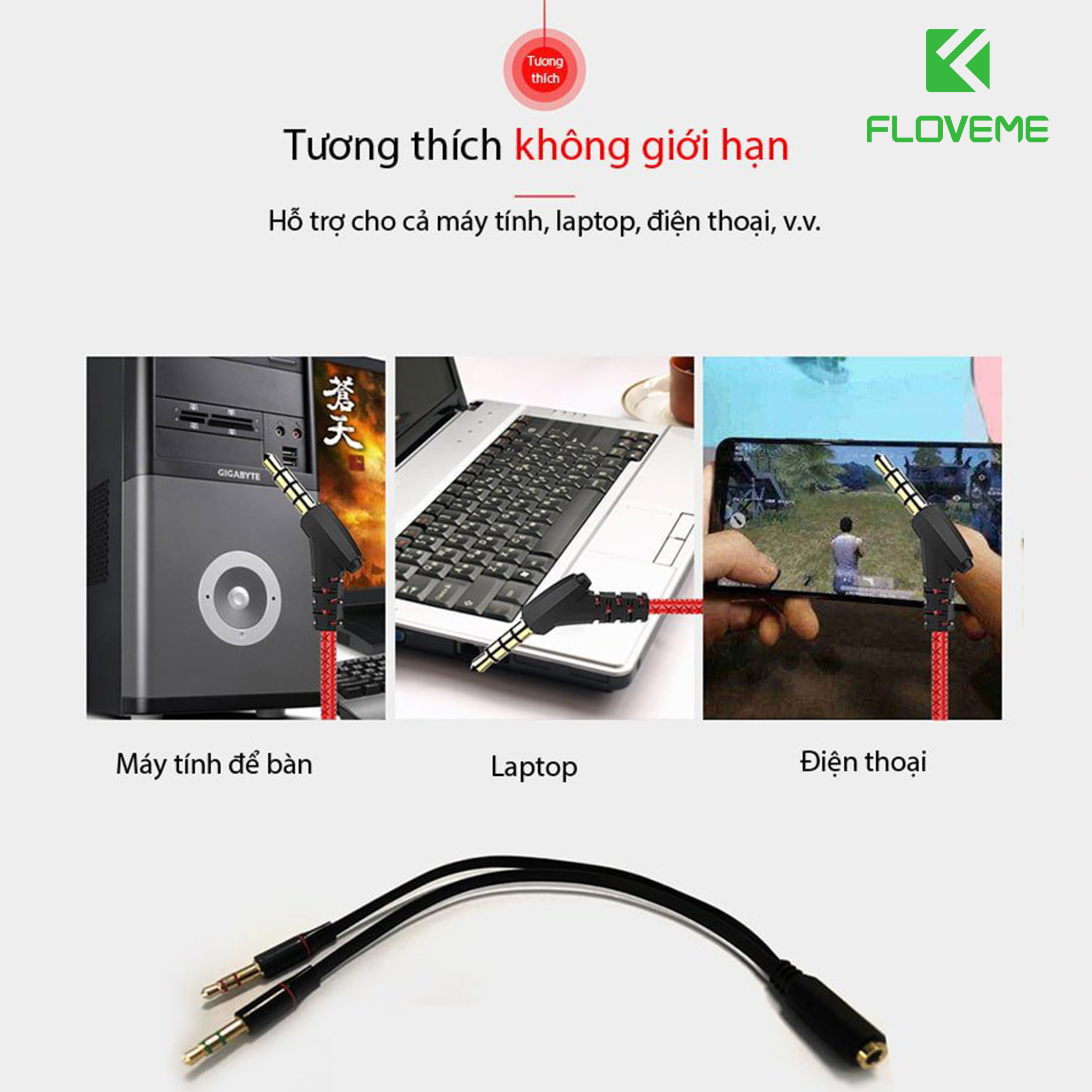 Tai nghe có dây gaming có mic FLOVEME G901 dùng được cho điện thoại và máy tính , khử tiếng ồn - Hàng chính hãng