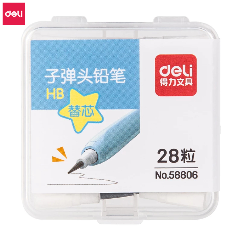 Set 3 bút chì khúc học sinh HB Deli màu pastel ngẫu nhiên có thể thay thế ngòi, an toàn cho trẻ em khi sử dụng