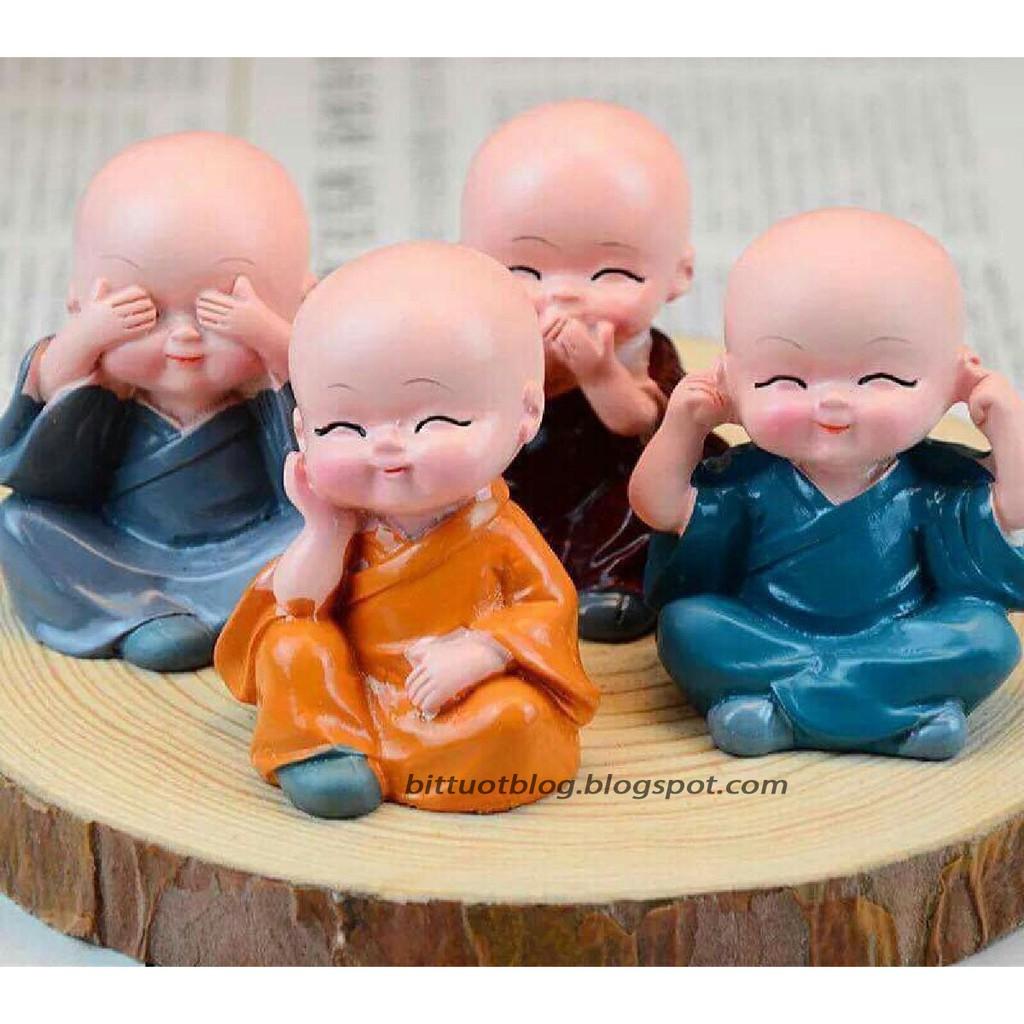 Combo 4 Chú Tiểu Tứ Không Trang Trí Ô Tô, Góc Làm Việc, Siêu Đẹp Siêu Đáng Yêu