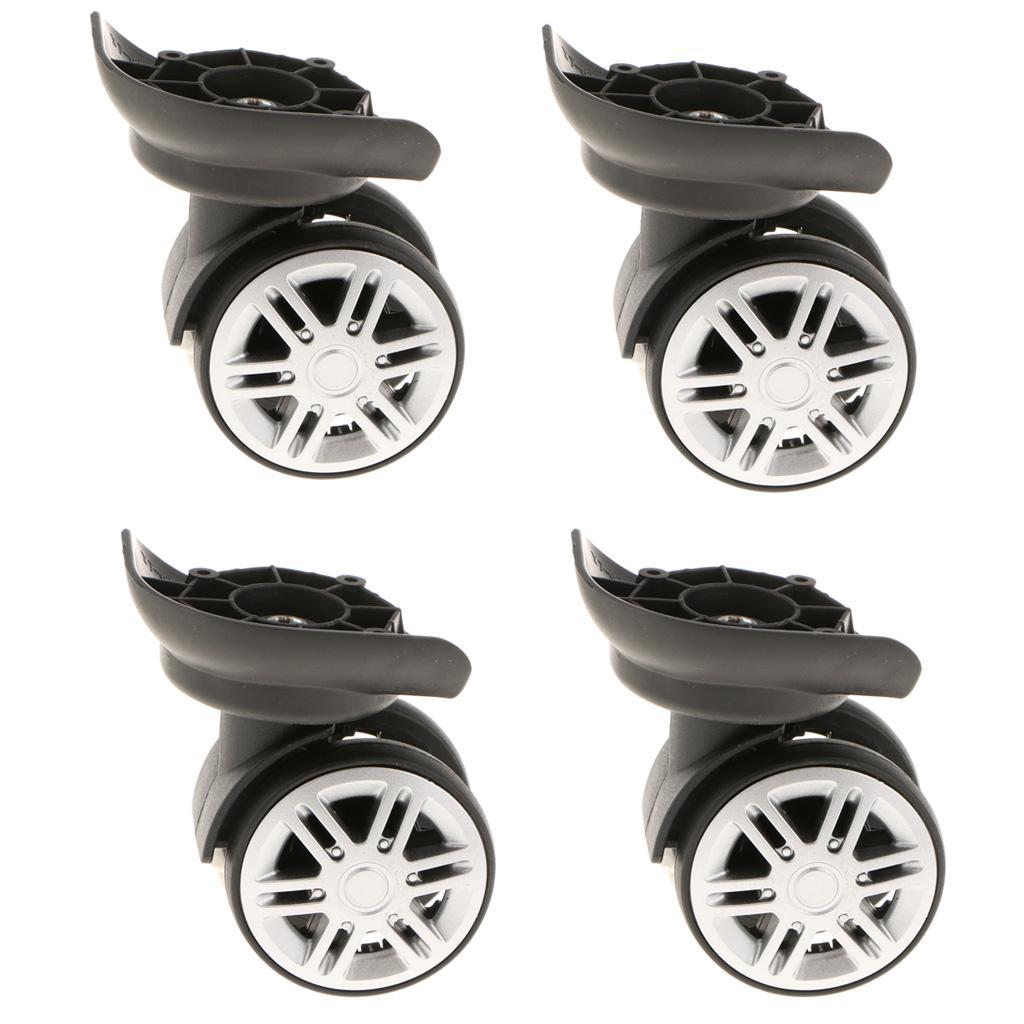 3x 4 Pieces Replacement Travel Luggage / Trolley Case Universal Swivel Casters Dual Roller Bearing Wheels for DIY / Repair - Black