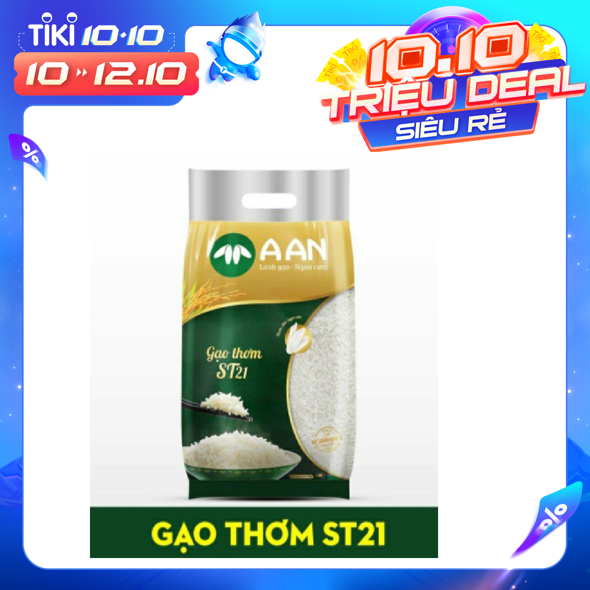 Gạo thơm A AN ST21 - đặc sản Sóc Trăng - bịch 5kg ( hàng chuẩn công ty) luôn mới