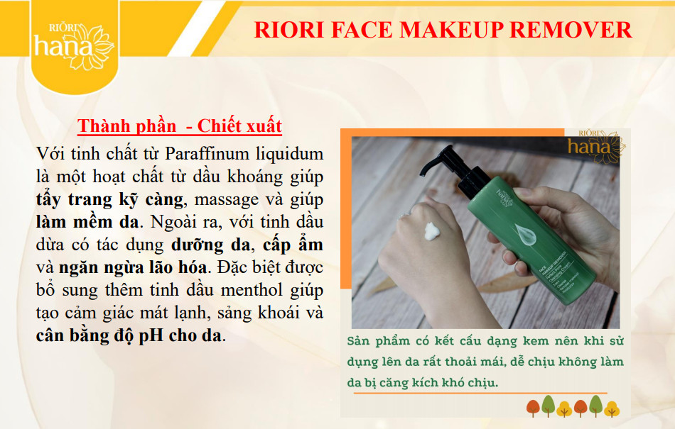 Tẩy Trang Mặt Dạng Kem RIORI FACE MAKEUP REMOVER 150ml