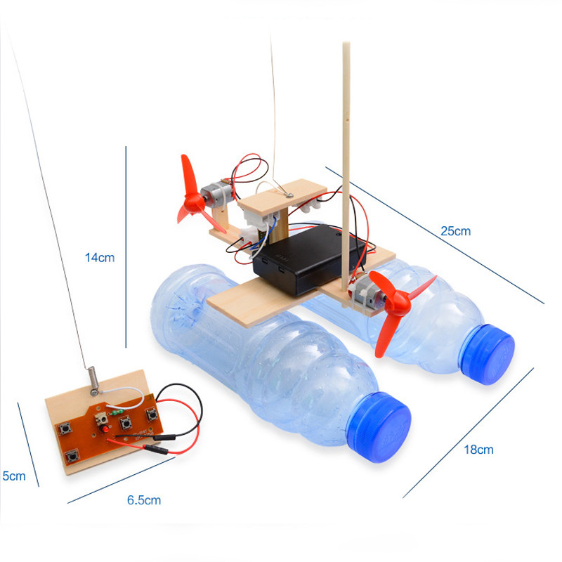 Bộ đồ chơi khoa học tự làm tàu dạng bè chạy trên mặt nước điều khiển từ xa bằng gỗ – DIY Wood Steam