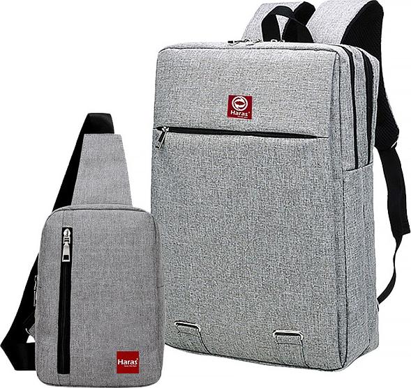 Bộ Balo Campus (33 x 43 cm) - Xám + Túi Messenger HARAS HR162HR147