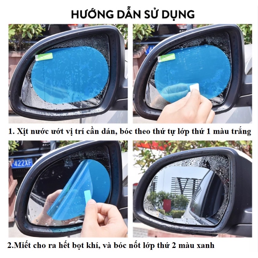 Set 2 miếng dán chống bám nước gương ô tô , xe hơi cao cấp hình ovan bảo vệ gương chiếu hậu không bị trầy xước