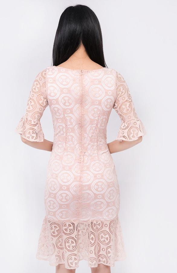 Đầm Ren Đuôi Cá Tay Bèo Màu Nude Zerasy Fashion - 2018012 - Size L