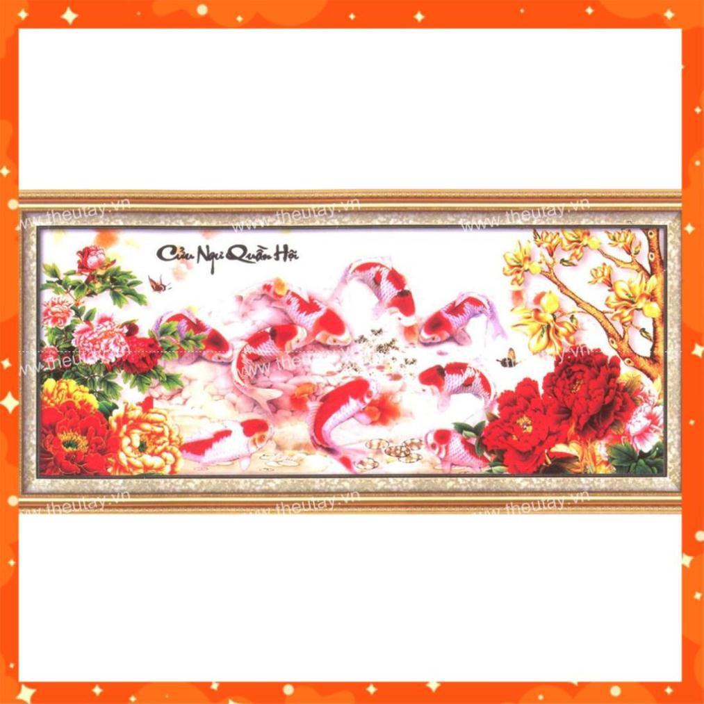 Tranh thêu chữ thập Cửu Ngư Quần Hội DLH-223039