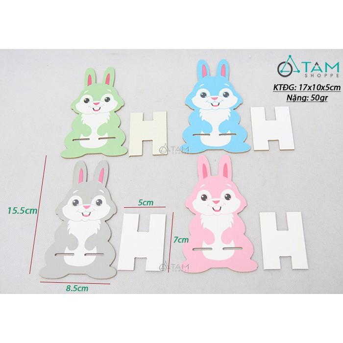 Combo 3 Giá đỡ điện thoại để bàn bằng gỗ con thỏ hoạt hình số 11
