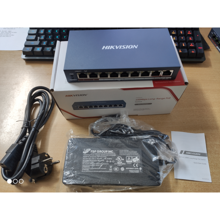 SWITCH POE 8 CỔNG HIKVISION DS-3E1309P-EI/M - Hàng chính hãng