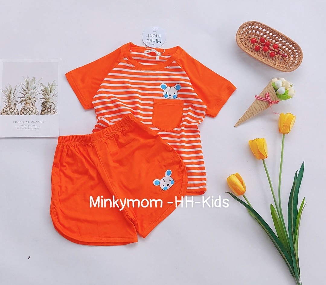 Bộ cộc tay cho bé gái/ bé trai minky mon size 8-29kg vải thun lạnh