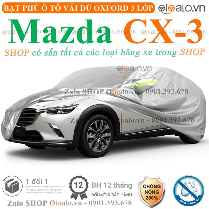 Bạt che phủ xe ô tô Mazda CX3 3 lớp cao cấp