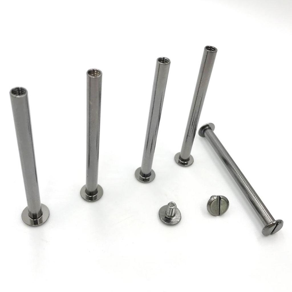 10 Sets Black Chicago Screw Assorted Kit Slotted Head Binding Screws Rivet Assembly Nail Rivet For Book Binding DIY Leather Craft
