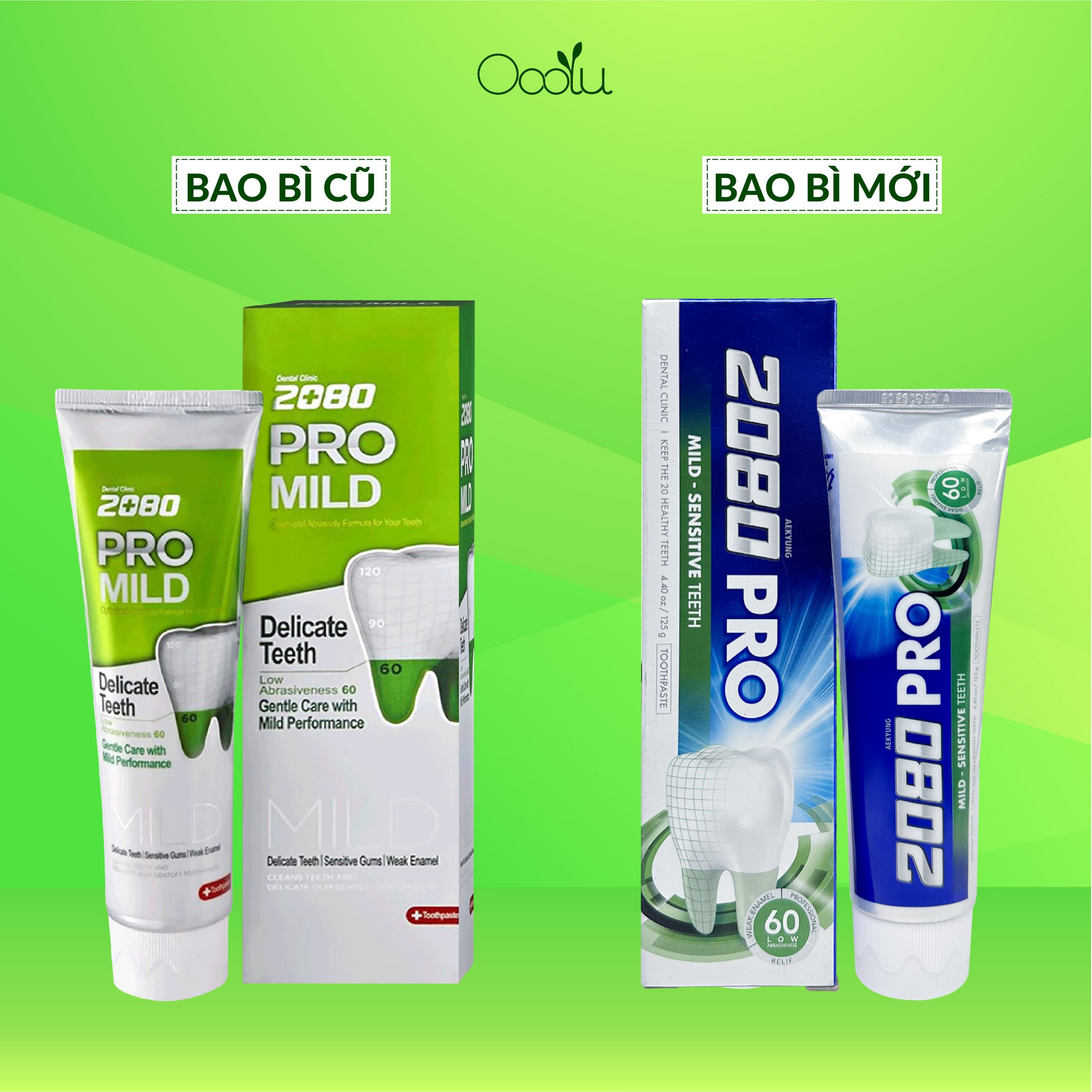 Kem đánh răng cao cấp Hàn Quốc 2080 Pro Mild Sensitive chuyên biệt chống ê buốt cho răng nhạy cảm 125g